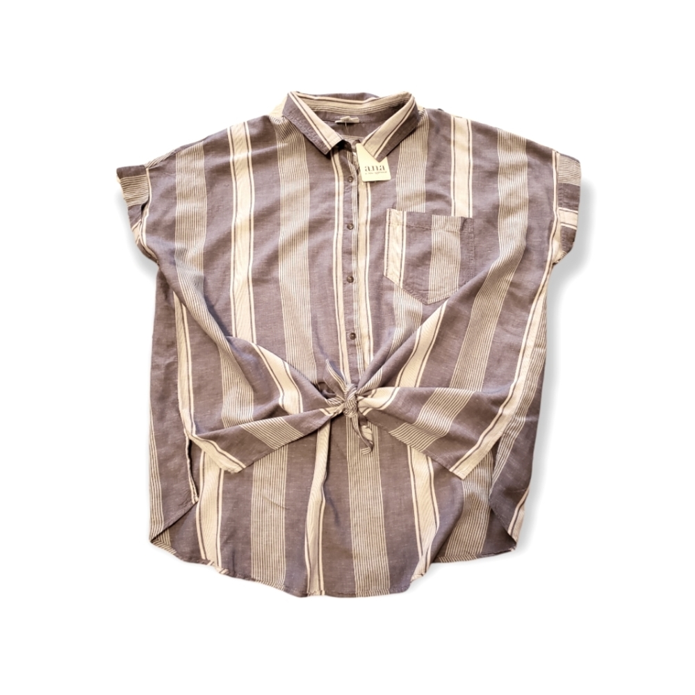 a.n.a. Bijou Blue Stripe Shirt XXL